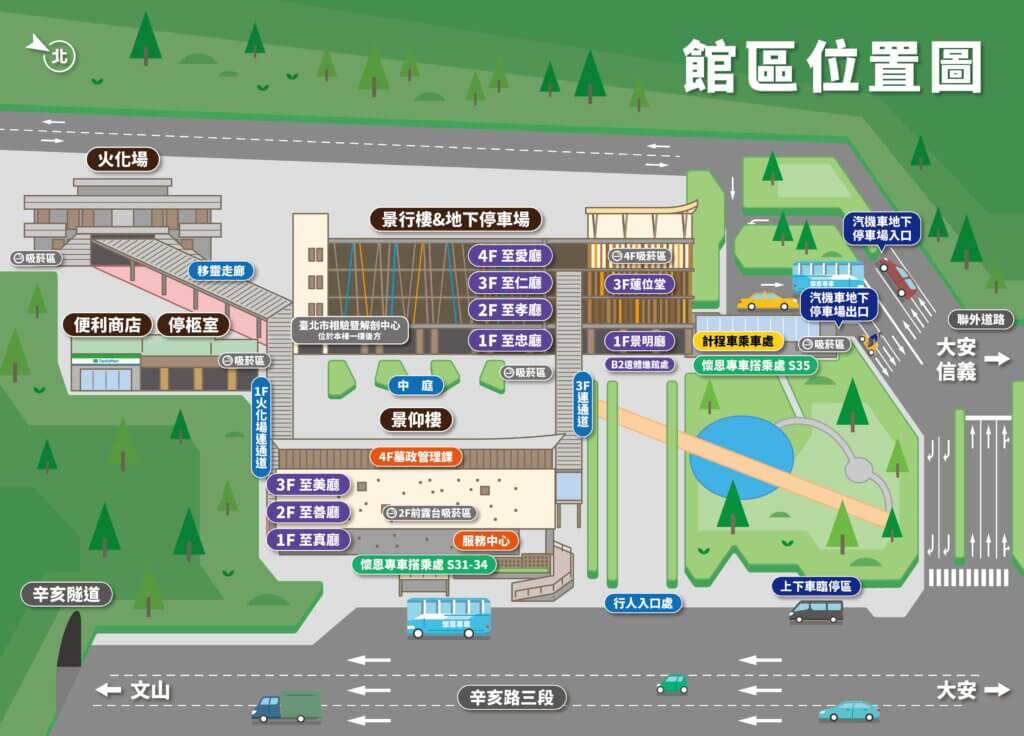 台北市第二殯儀館停車場館區位置圖